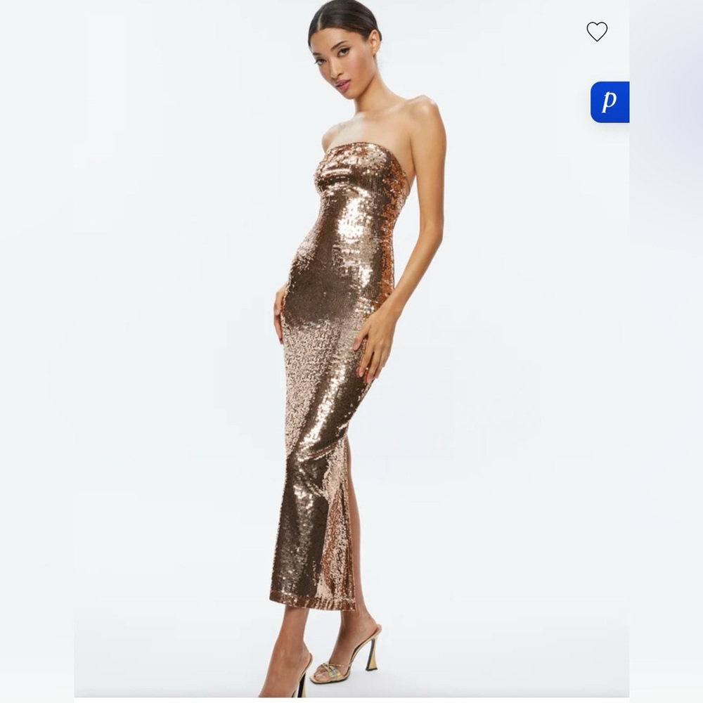 Alice + Olivia Strapless FiFi Gold Sequin Dress - Picture 3 of 11